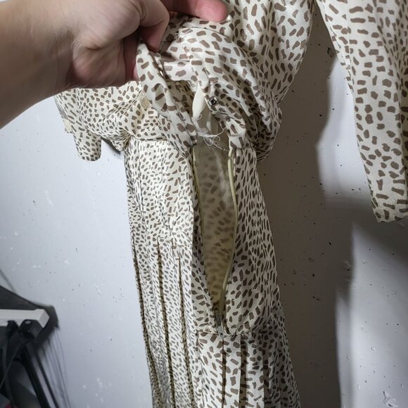 Vintage Positive Influence Womens Animal Print Pleated Dress Small Dainty Lace - Picture 10 of 11